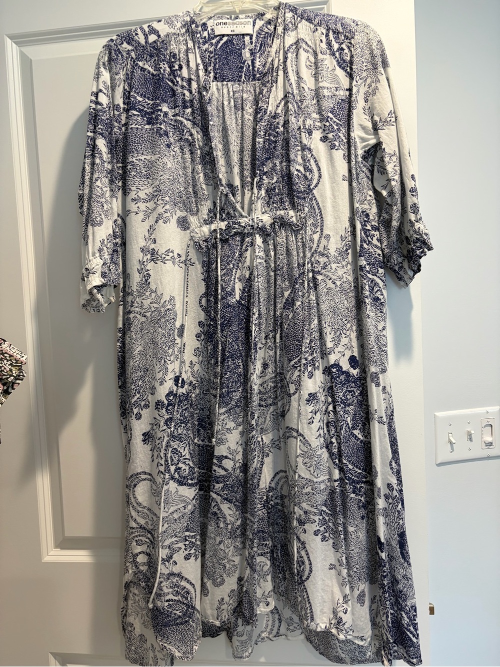 Blue & White Printed Midi Dress